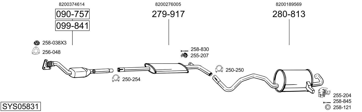 Išmetimo sistema BOSAL SYS05831