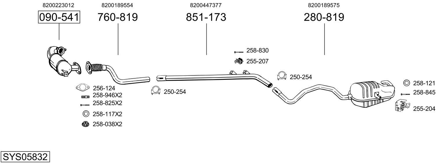 Išmetimo sistema BOSAL SYS05832