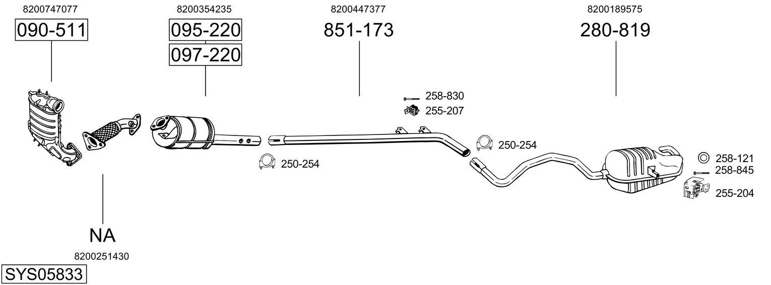 Išmetimo sistema BOSAL SYS05833
