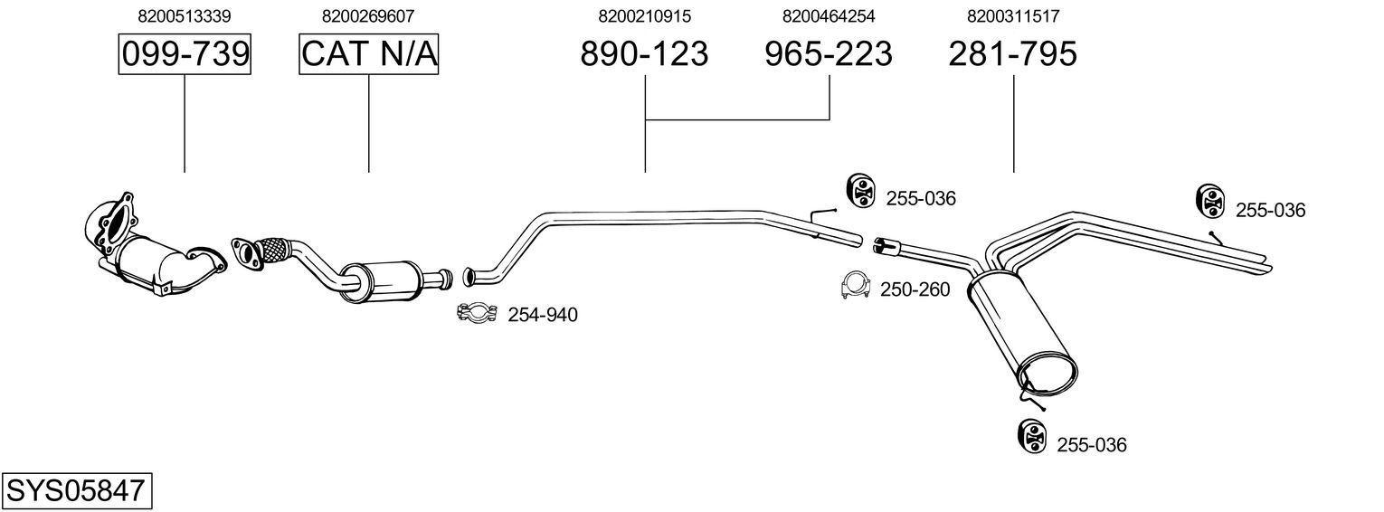 Išmetimo sistema BOSAL SYS05847