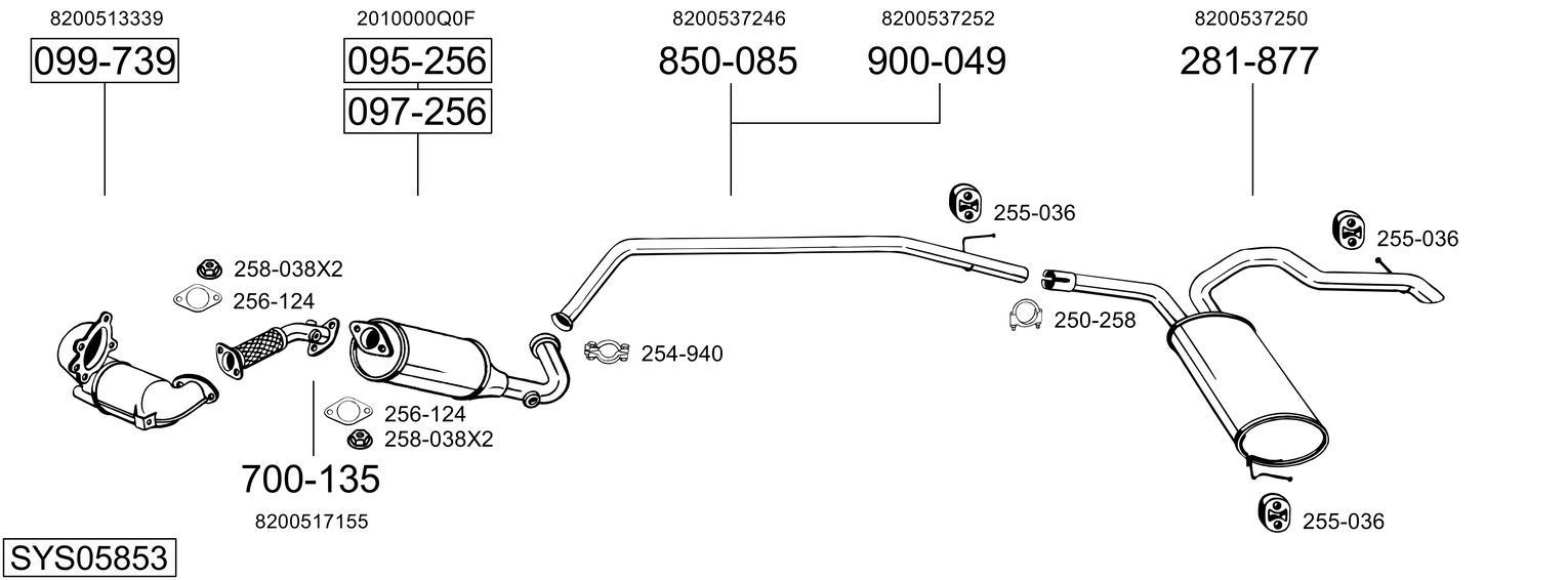 Išmetimo sistema BOSAL SYS05853