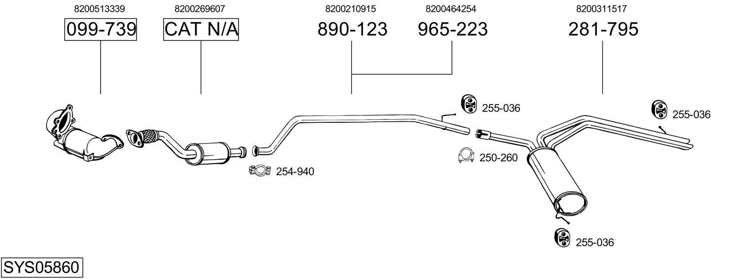 Išmetimo sistema BOSAL SYS05860