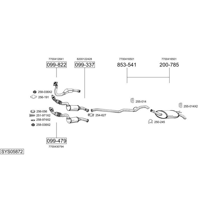 Išmetimo sistema BOSAL SYS05872
