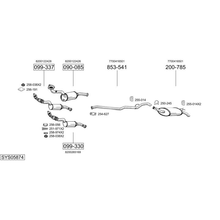 Išmetimo sistema BOSAL SYS05874
