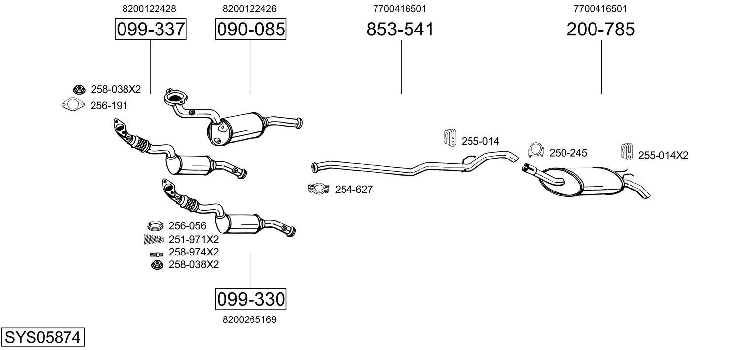 Išmetimo sistema BOSAL SYS05874