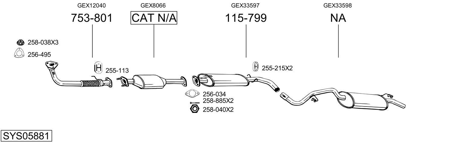Išmetimo sistema BOSAL SYS05881