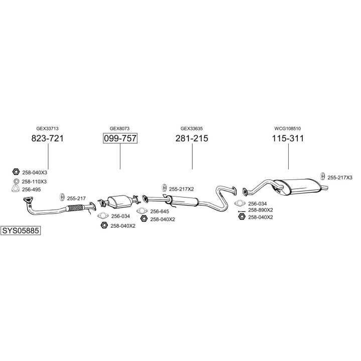 Išmetimo sistema BOSAL SYS05885