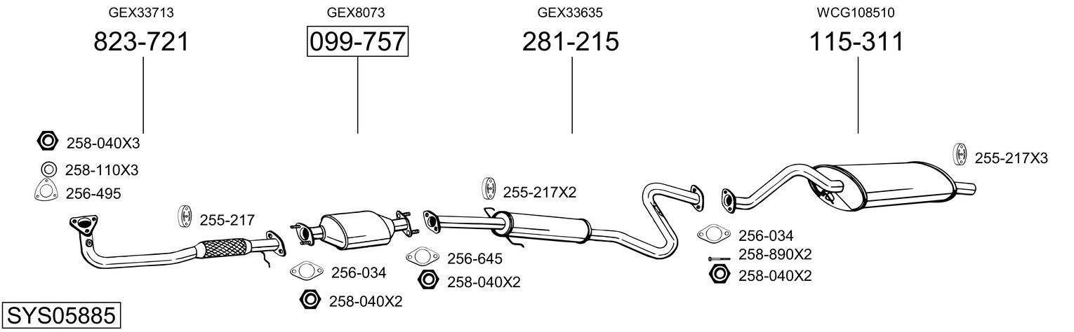 Išmetimo sistema BOSAL SYS05885
