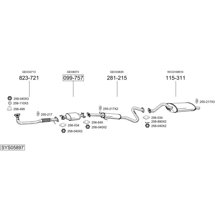 Išmetimo sistema BOSAL SYS05897