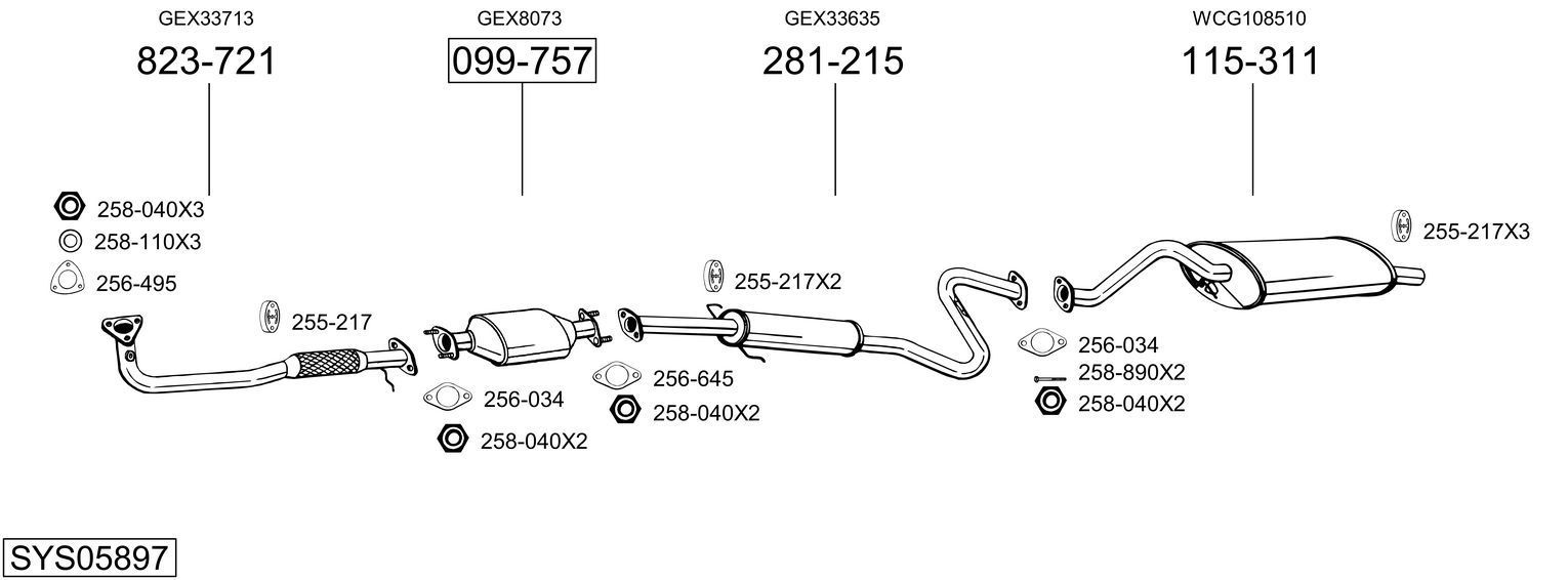 Išmetimo sistema BOSAL SYS05897