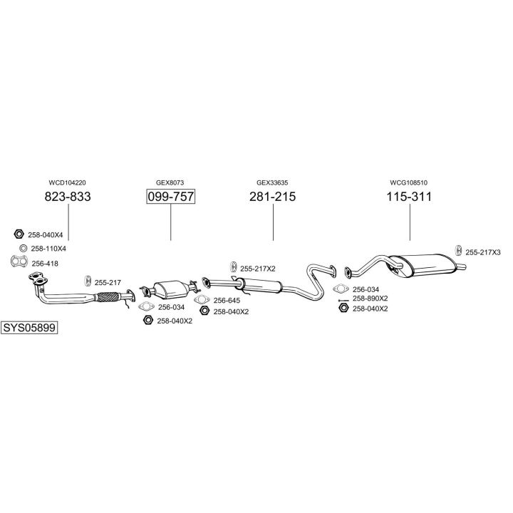 Išmetimo sistema BOSAL SYS05899
