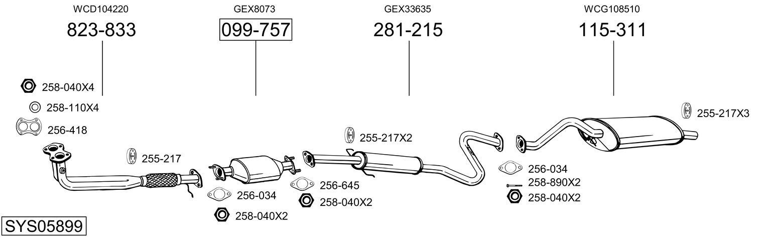 Išmetimo sistema BOSAL SYS05899