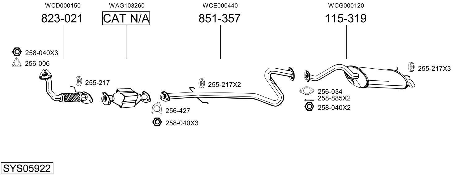 Išmetimo sistema BOSAL SYS05922