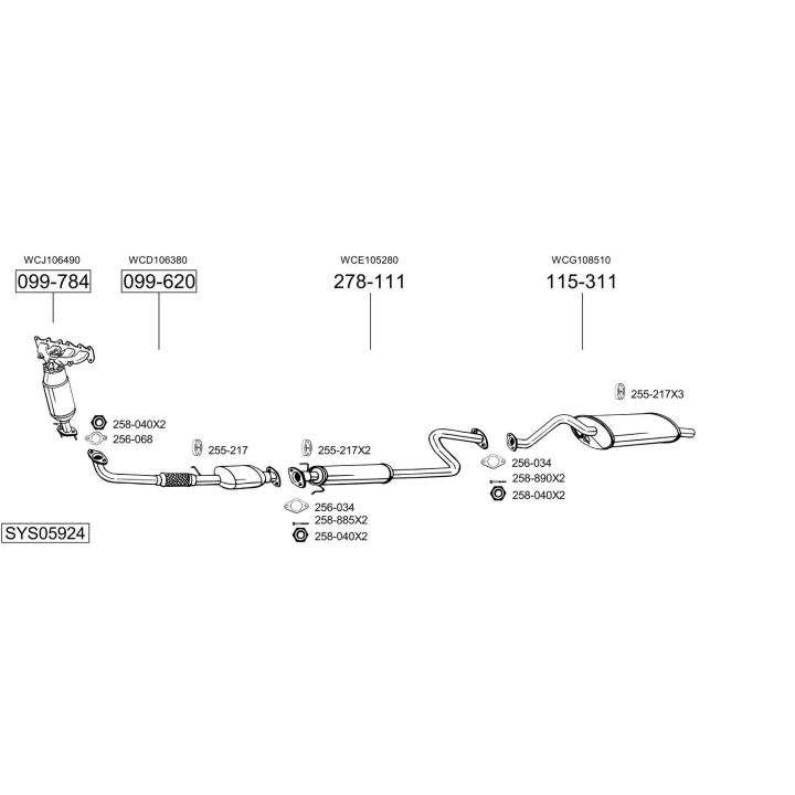 Išmetimo sistema BOSAL SYS05924