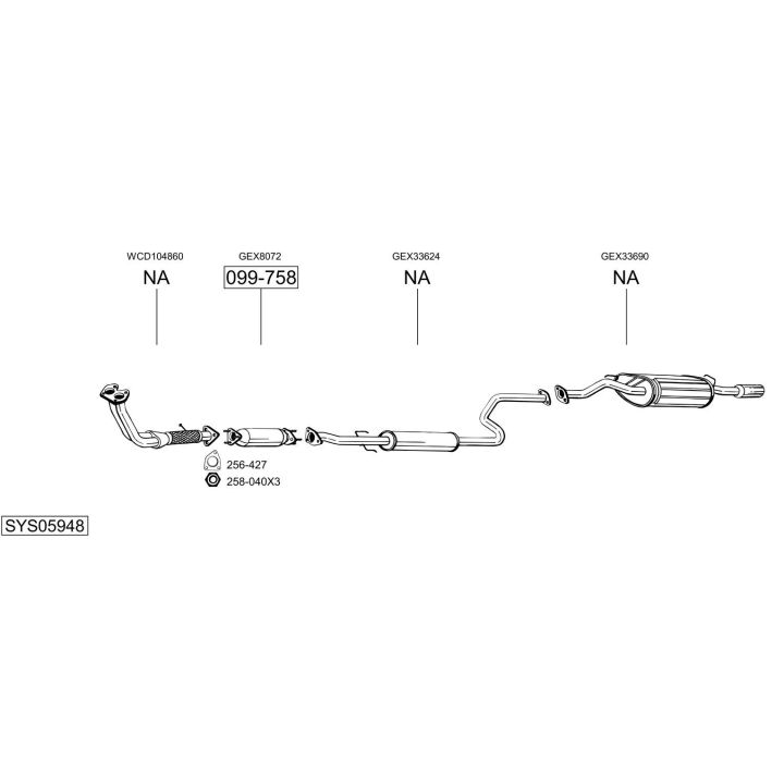 Išmetimo sistema BOSAL SYS05948