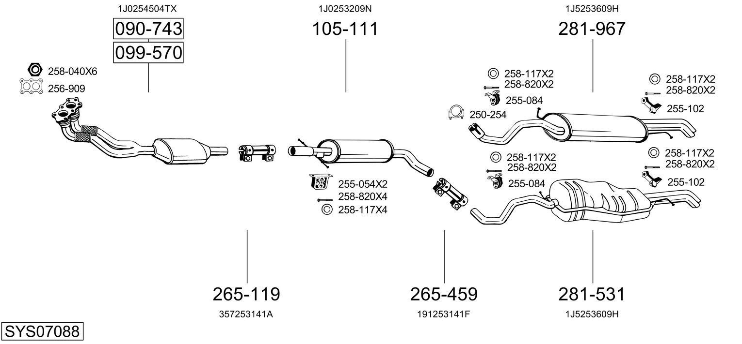 Išmetimo sistema BOSAL SYS07088