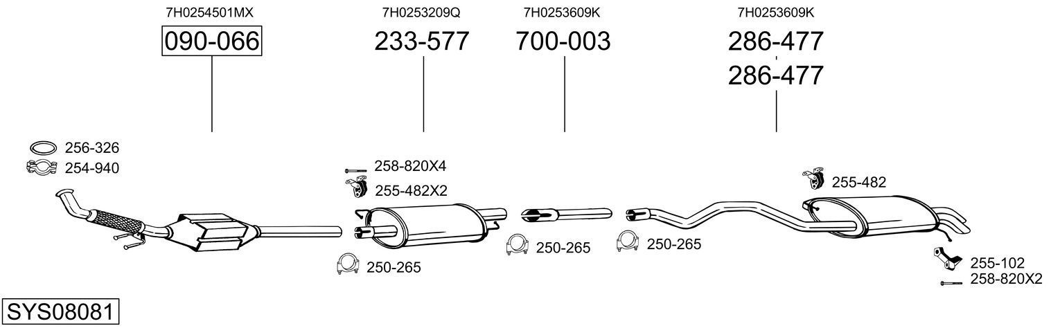 Išmetimo sistema BOSAL SYS08081