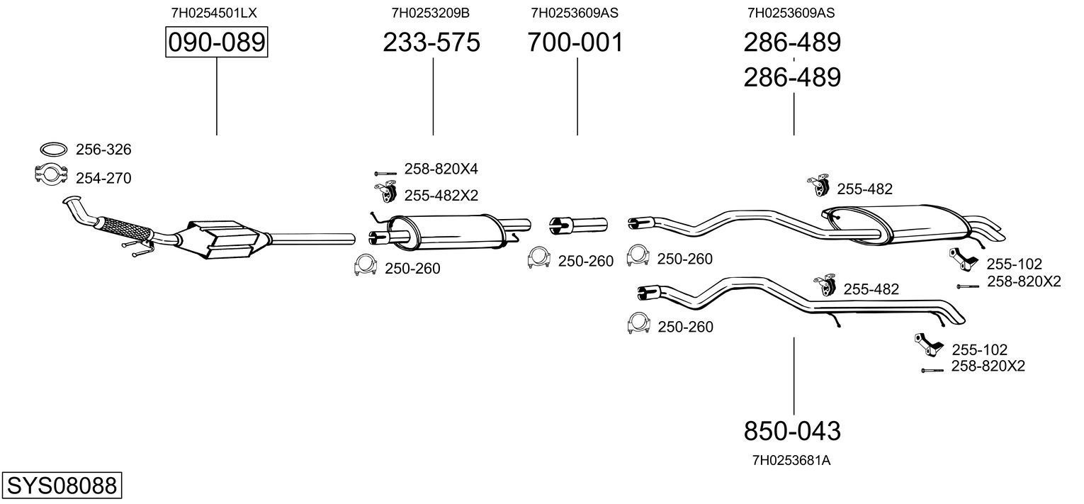Išmetimo sistema BOSAL SYS08088