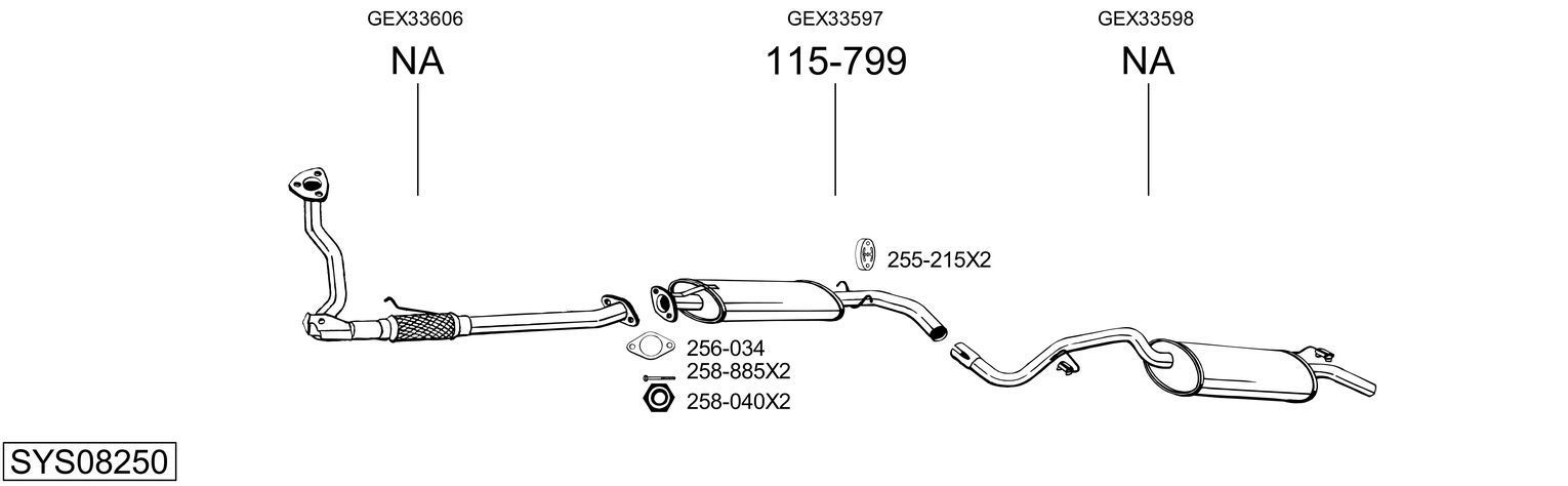 Išmetimo sistema BOSAL SYS08250