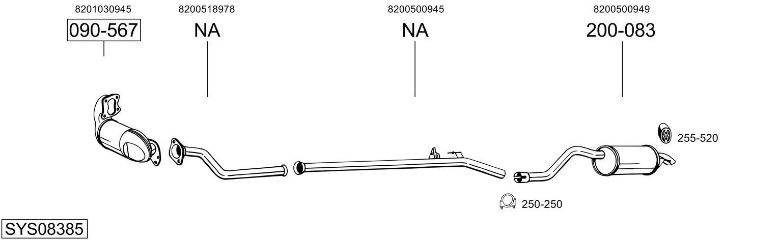 Išmetimo sistema BOSAL SYS08385