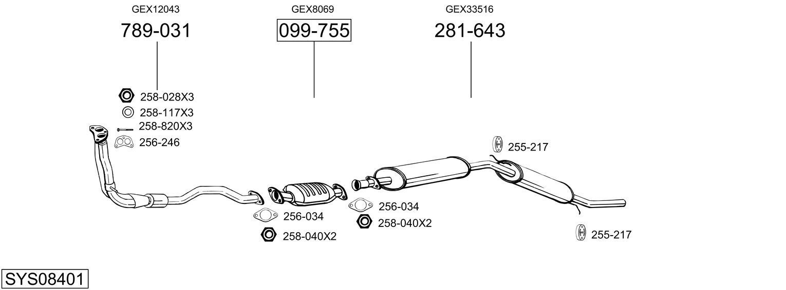 Išmetimo sistema BOSAL SYS08401