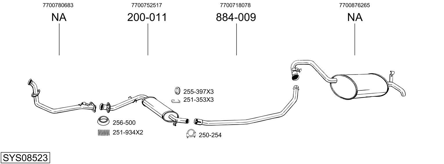 Išmetimo sistema BOSAL SYS08523