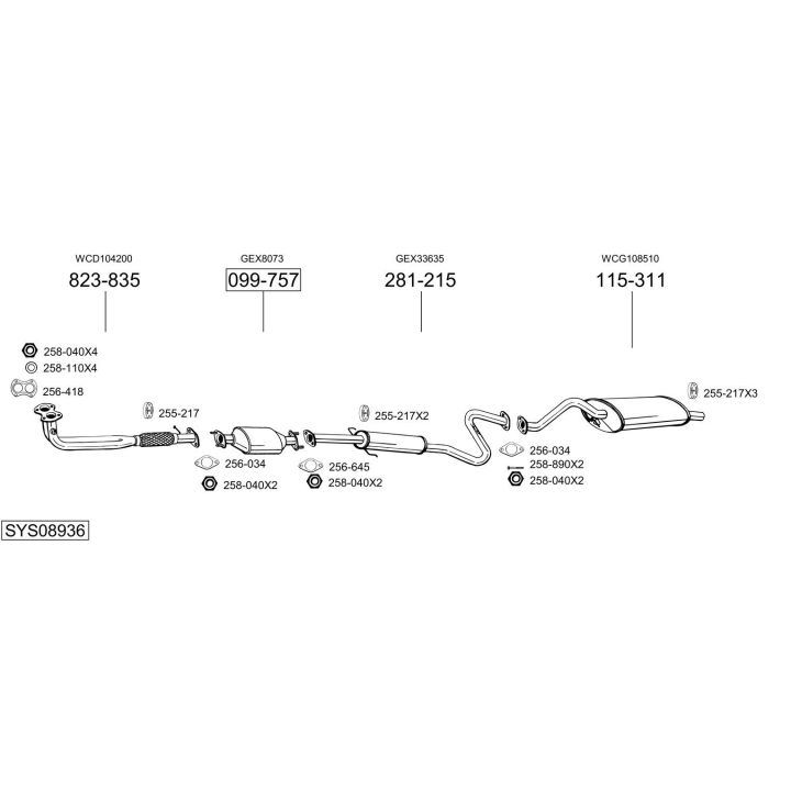 Išmetimo sistema BOSAL SYS08936