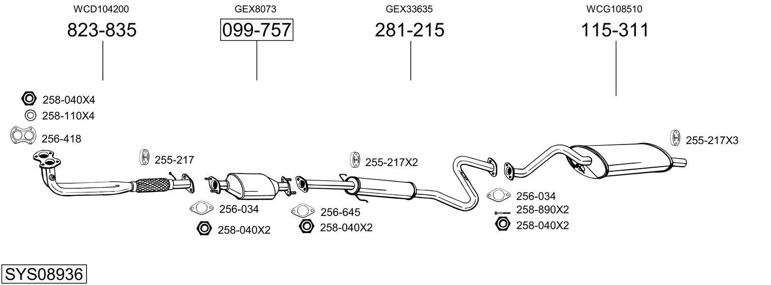 Išmetimo sistema BOSAL SYS08936