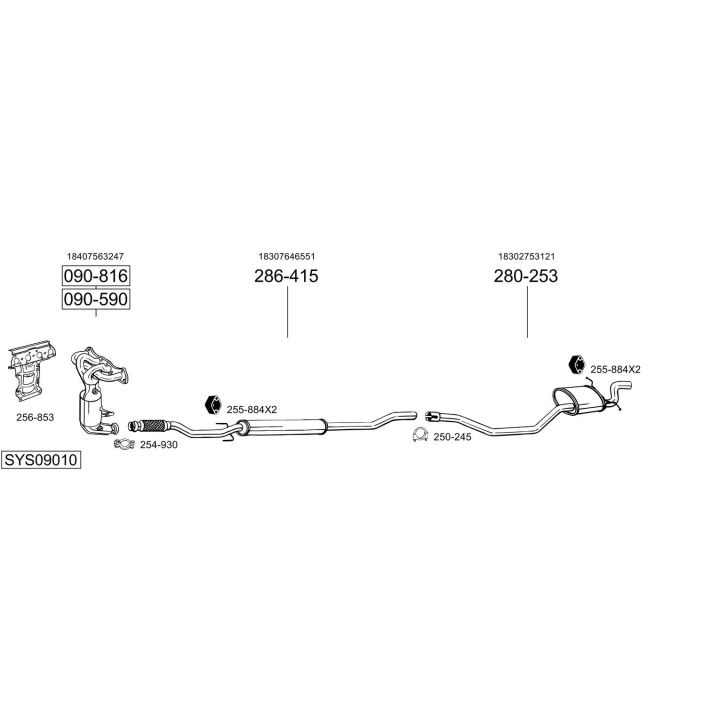 Išmetimo sistema BOSAL SYS09010