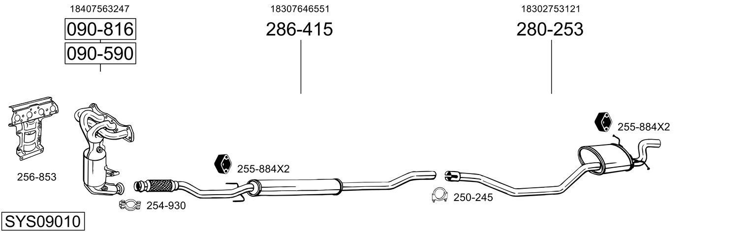 Išmetimo sistema BOSAL SYS09010