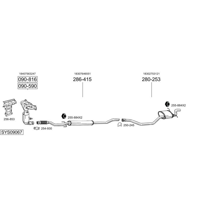 Išmetimo sistema BOSAL SYS09067