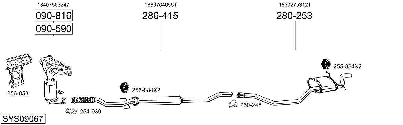 Išmetimo sistema BOSAL SYS09067