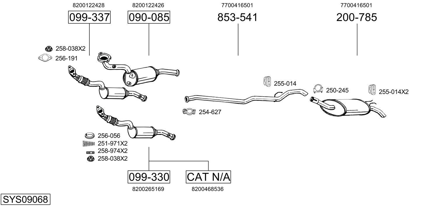 Išmetimo sistema BOSAL SYS09068