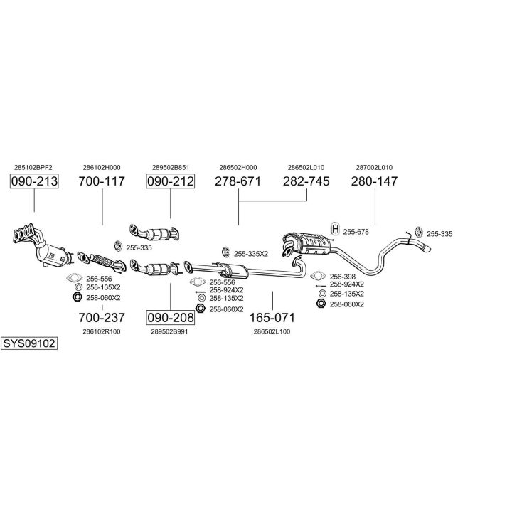 Išmetimo sistema BOSAL SYS09102