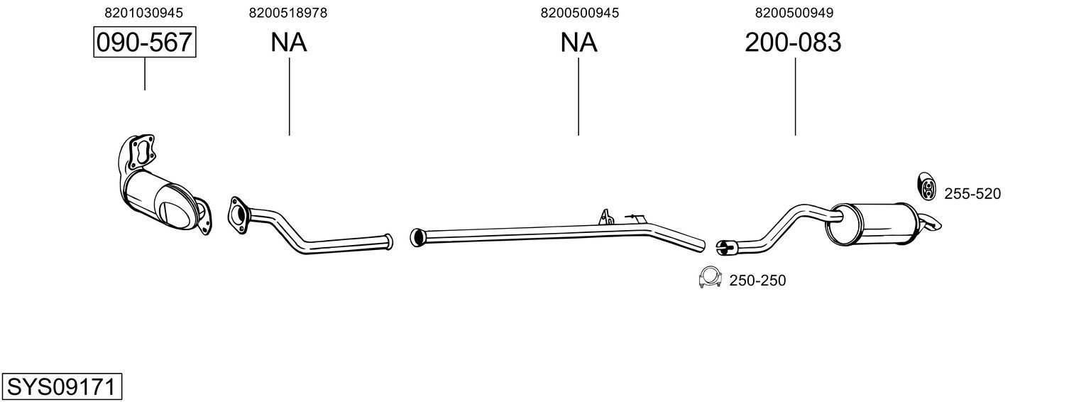 Išmetimo sistema BOSAL SYS09171