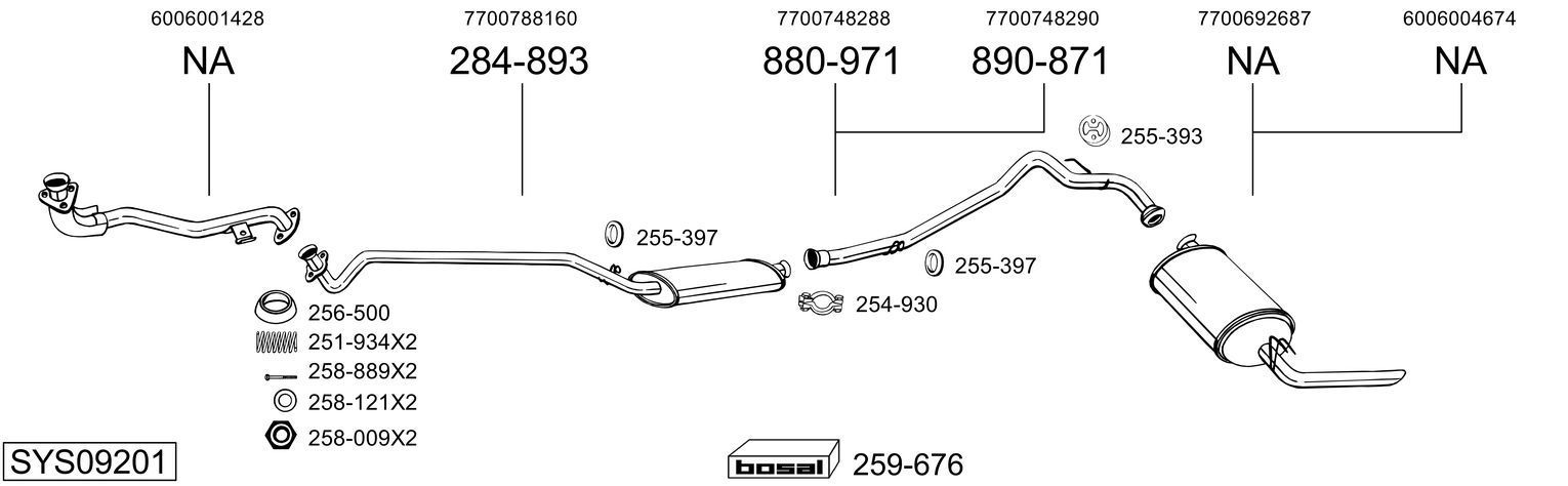 Išmetimo sistema BOSAL SYS09201