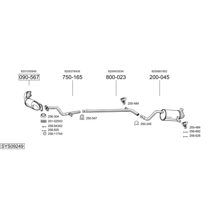 Išmetimo sistema BOSAL SYS09249