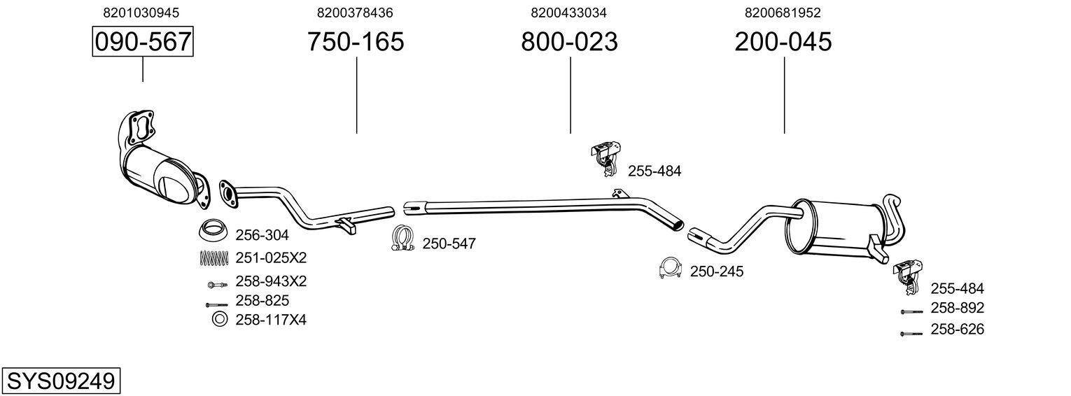Išmetimo sistema BOSAL SYS09249
