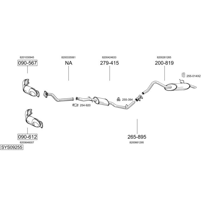 Išmetimo sistema BOSAL SYS09255