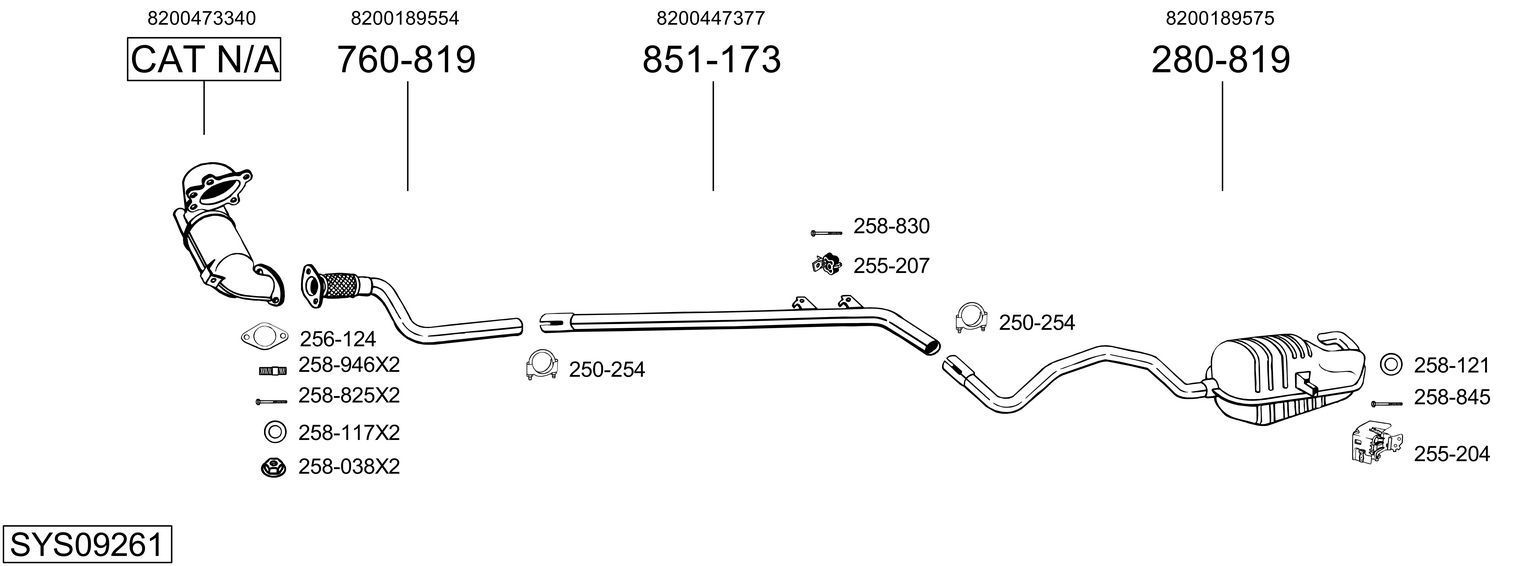 Išmetimo sistema BOSAL SYS09261