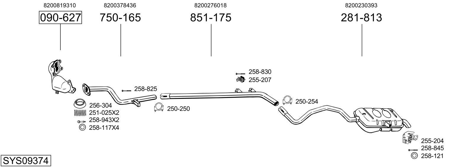 Išmetimo sistema BOSAL SYS09374