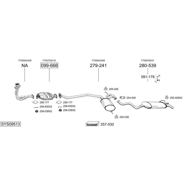 Išmetimo sistema BOSAL SYS09513