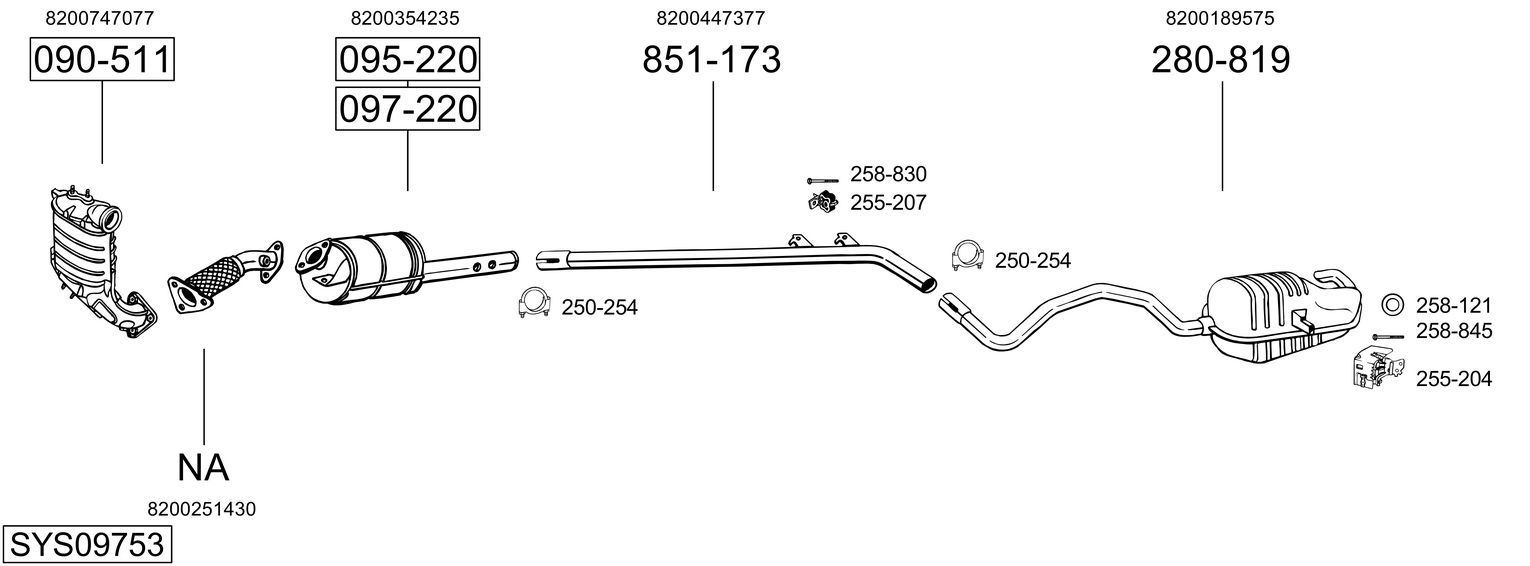 Išmetimo sistema BOSAL SYS09753
