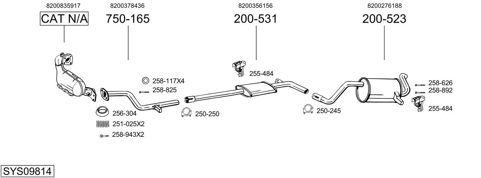 Išmetimo sistema BOSAL SYS09814