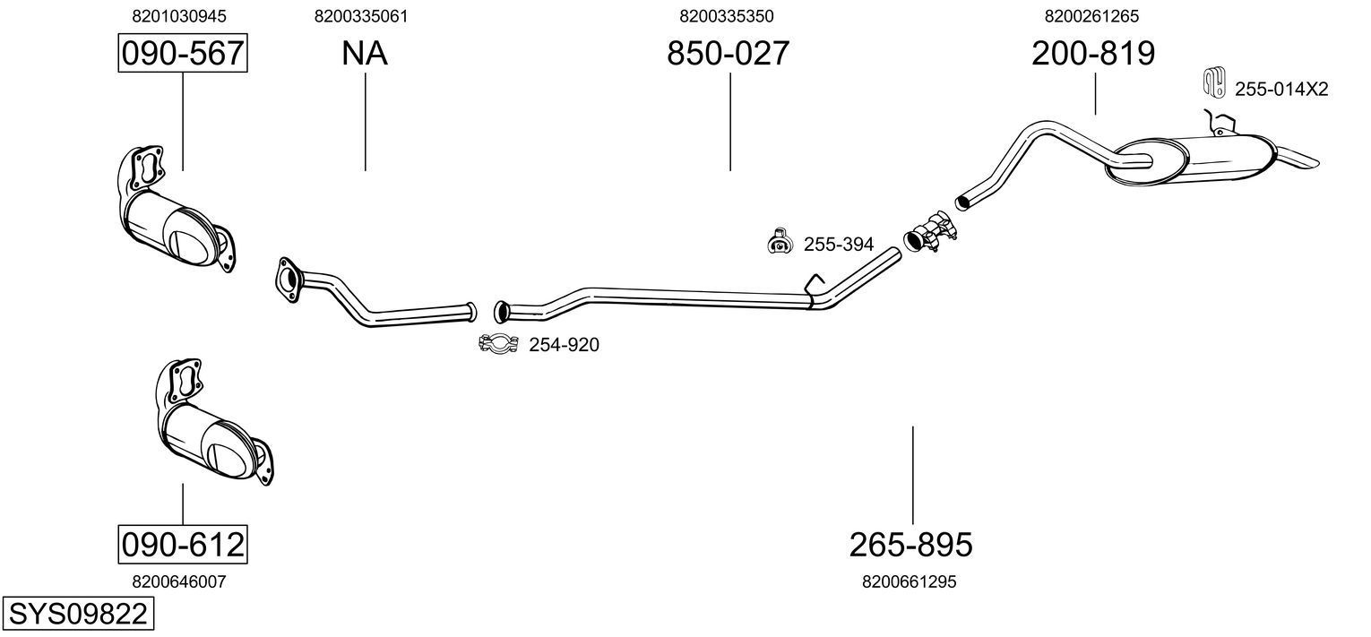 Išmetimo sistema BOSAL SYS09822
