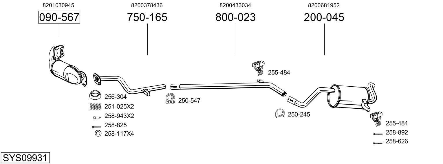 Išmetimo sistema BOSAL SYS09931