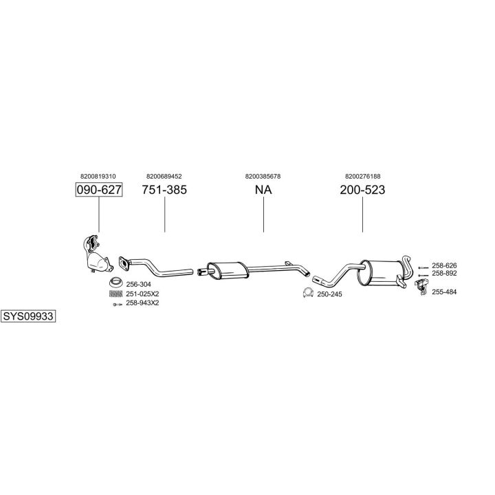 Išmetimo sistema BOSAL SYS09933