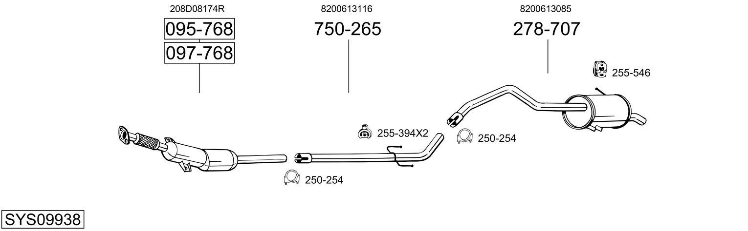 Išmetimo sistema BOSAL SYS09938