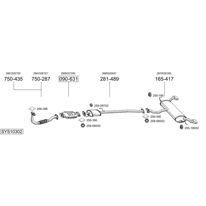 Išmetimo sistema BOSAL SYS10302