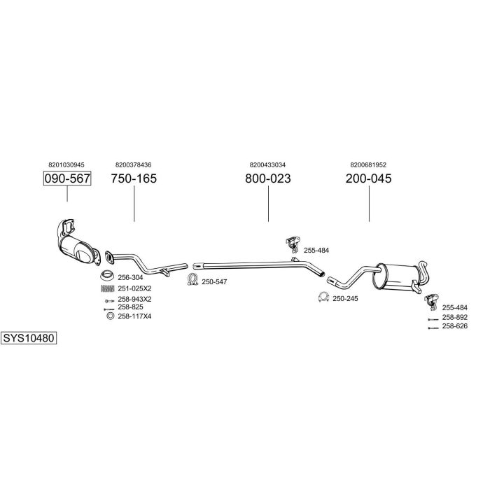 Išmetimo sistema BOSAL SYS10480